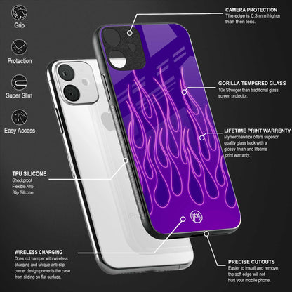 y2k magenta flames back phone cover | glass case for vivo y16