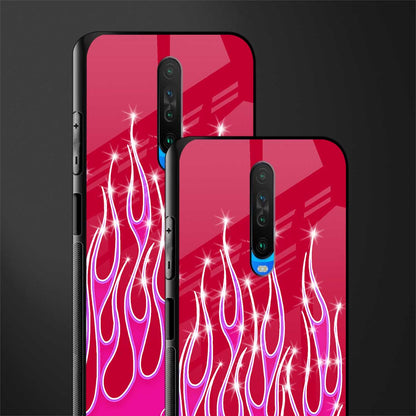 y2k magenta glittery flames glass case for poco x2 image-2