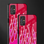 y2k magenta glittery flames glass case for samsung galaxy m51 image-2