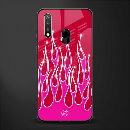y2k magenta glittery flames glass case for vivo y19 image