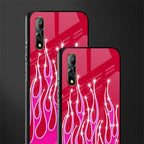 y2k magenta glittery flames glass case for vivo s1 image-2