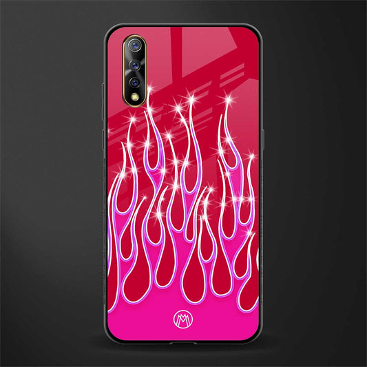 y2k magenta glittery flames glass case for vivo z1x image