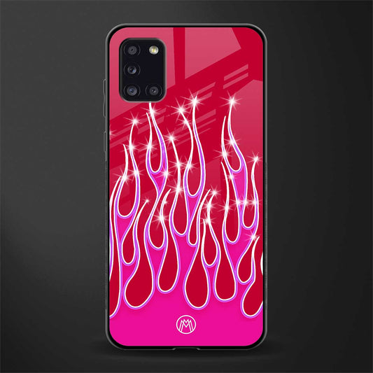 y2k magenta glittery flames glass case for samsung galaxy a31 image