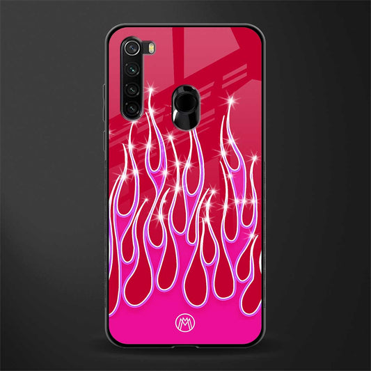 y2k magenta glittery flames glass case for redmi note 8 image