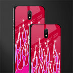 y2k magenta glittery flames glass case for redmi 8a image-2