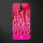 y2k magenta glittery flames glass case for redmi 8a image