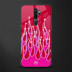 y2k magenta glittery flames glass case for oppo a5 2020 image