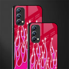 y2k magenta glittery flames glass case for oppo f19 image-2