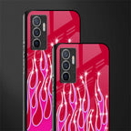 y2k magenta glittery flames glass case for vivo v23e image-2