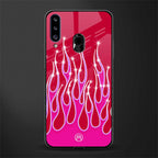 y2k magenta glittery flames glass case for samsung galaxy a20s image