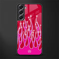 y2k magenta glittery flames glass case for samsung galaxy s21 image