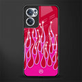 y2k magenta glittery flames glass case for oneplus nord ce 2 5g image