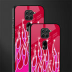 y2k magenta glittery flames glass case for redmi note 9 image-2