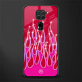 y2k magenta glittery flames glass case for redmi note 9 image