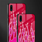 y2k magenta glittery flames glass case for vivo v11 pro image-2