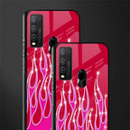 y2k magenta glittery flames glass case for vivo y50 image-2