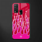 y2k magenta glittery flames glass case for vivo y50 image