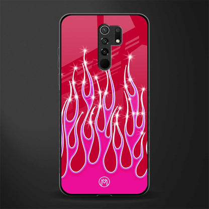 y2k magenta glittery flames glass case for poco m2 image
