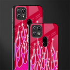 y2k magenta glittery flames glass case for oppo a15 image-2
