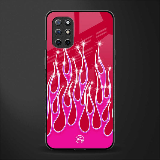 y2k magenta glittery flames glass case for oneplus 8t image