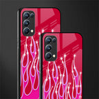 y2k magenta glittery flames glass case for oppo reno 5 pro image-2