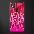 y2k magenta glittery flames glass case for redmi 9c image