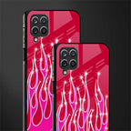 y2k magenta glittery flames glass case for samsung galaxy a12 image-2