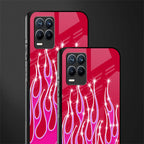 y2k magenta glittery flames glass case for realme 8 pro image-2