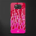 y2k magenta glittery flames glass case for poco x3 image