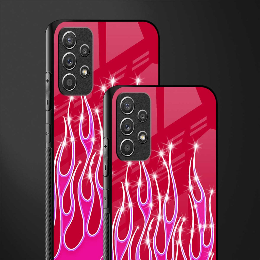y2k magenta glittery flames glass case for samsung galaxy a52s 5g image-2