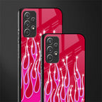 y2k magenta glittery flames glass case for samsung galaxy a72 image-2