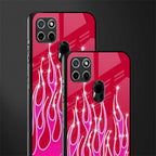 y2k magenta glittery flames glass case for realme c21 image-2