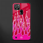 y2k magenta glittery flames glass case for realme c21 image