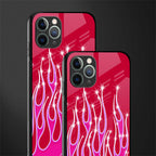 y2k magenta glittery flames glass case for iphone 11 pro image-2