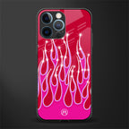 y2k magenta glittery flames glass case for iphone 12 pro image