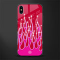 y2k magenta glittery flames glass case for iphone xs max image