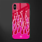 y2k magenta glittery flames glass case for iphone xs max image