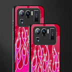 y2k magenta glittery flames glass case for mi 11 ultra 5g image-2