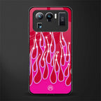 y2k magenta glittery flames glass case for mi 11 ultra 5g image