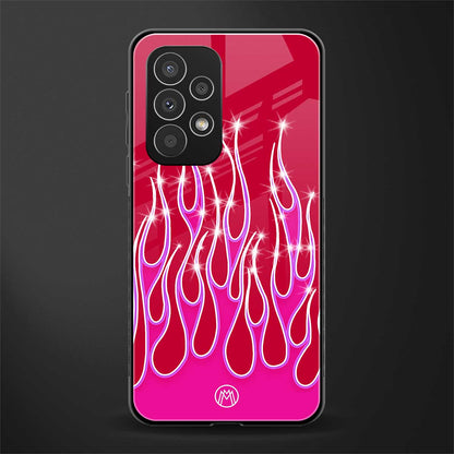 y2k magenta glittery flames back phone cover | glass case for samsung galaxy a23
