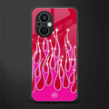 y2k magenta glittery flames back phone cover | glass case for oppo f21 pro 5g