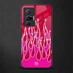 y2k magenta glittery flames glass case for vivo x70 image