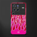 y2k magenta glittery flames glass case for vivo x80 pro 5g image