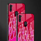 y2k magenta glittery flames glass case for samsung a11 image-2