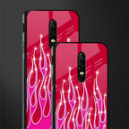 y2k magenta glittery flames glass case for oneplus 6 image-2