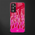 y2k magenta glittery flames back phone cover | glass case for samsung galaxy f23 5g