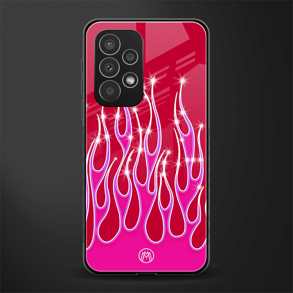 y2k magenta glittery flames back phone cover | glass case for samsung galaxy a33 5g