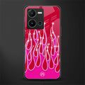 y2k magenta glittery flames back phone cover | glass case for vivo y35 4g