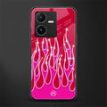 y2k magenta glittery flames back phone cover | glass case for vivo y22