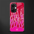 y2k magenta glittery flames back phone cover | glass case for oneplus nord ce 3 lite